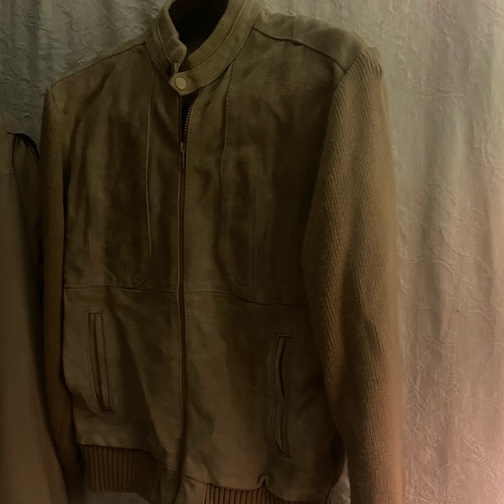 Ambiance Vintage Suede Bomber Jacket - Tan